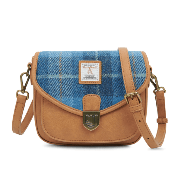 Islander Harris Tweed Mini Saddle Bag 'Blue Tartan' - The Celtic Gift Store - Handbags