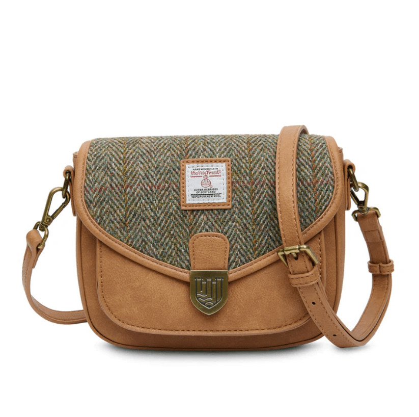 Islander Harris Tweed Mini Saddle Bag 'Chestnut Herringbone' - The Celtic Gift Store - Handbags