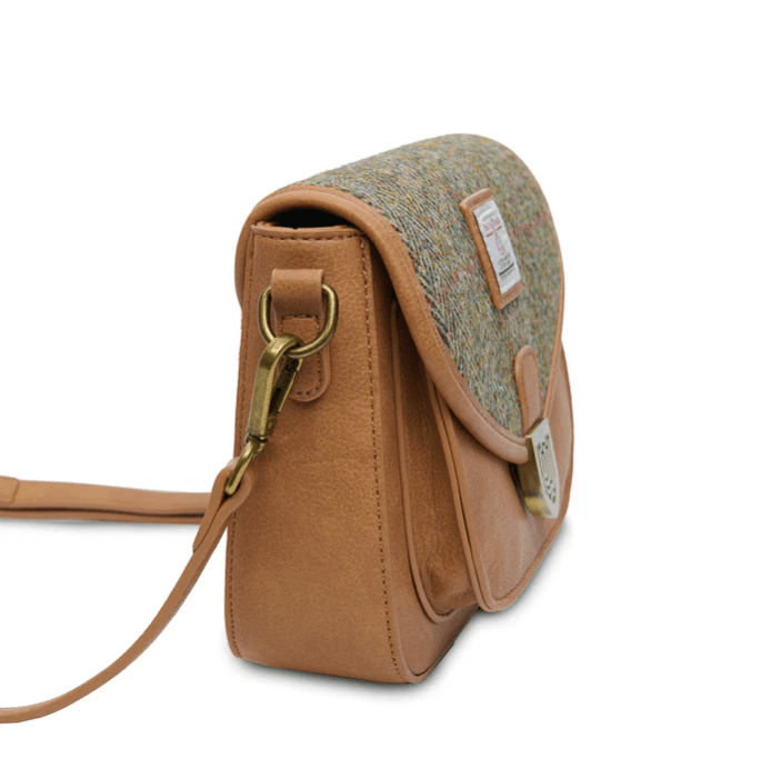 Islander Harris Tweed Mini Saddle Bag 'Chestnut Herringbone' - The Celtic Gift Store - Handbags