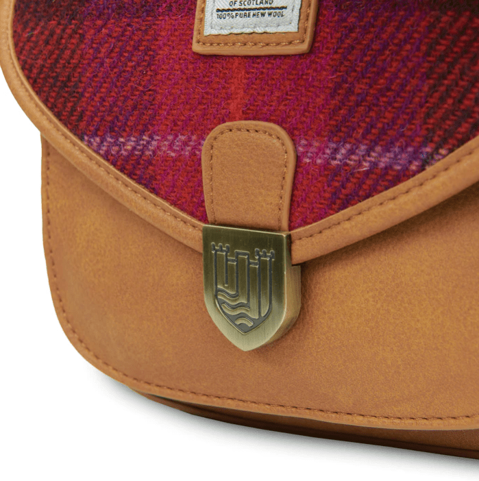 Islander Harris Tweed Mini Saddle Bag 'Fuchsia Tartan' - The Celtic Gift Store - Handbags