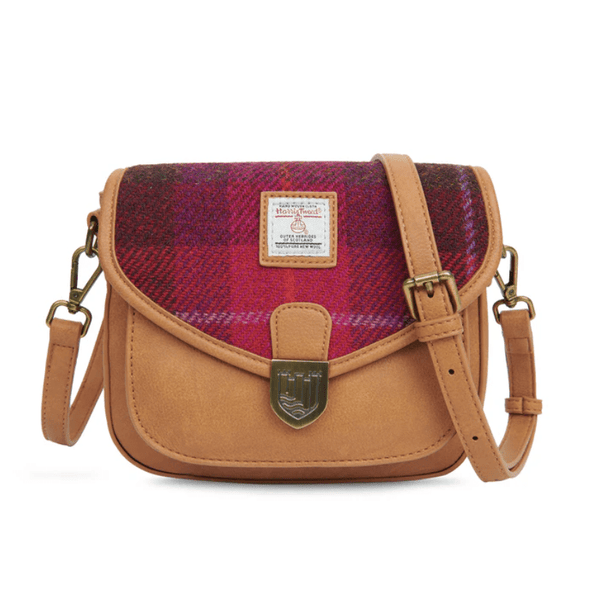Islander Harris Tweed Mini Saddle Bag 'Fuchsia Tartan' - The Celtic Gift Store - Handbags