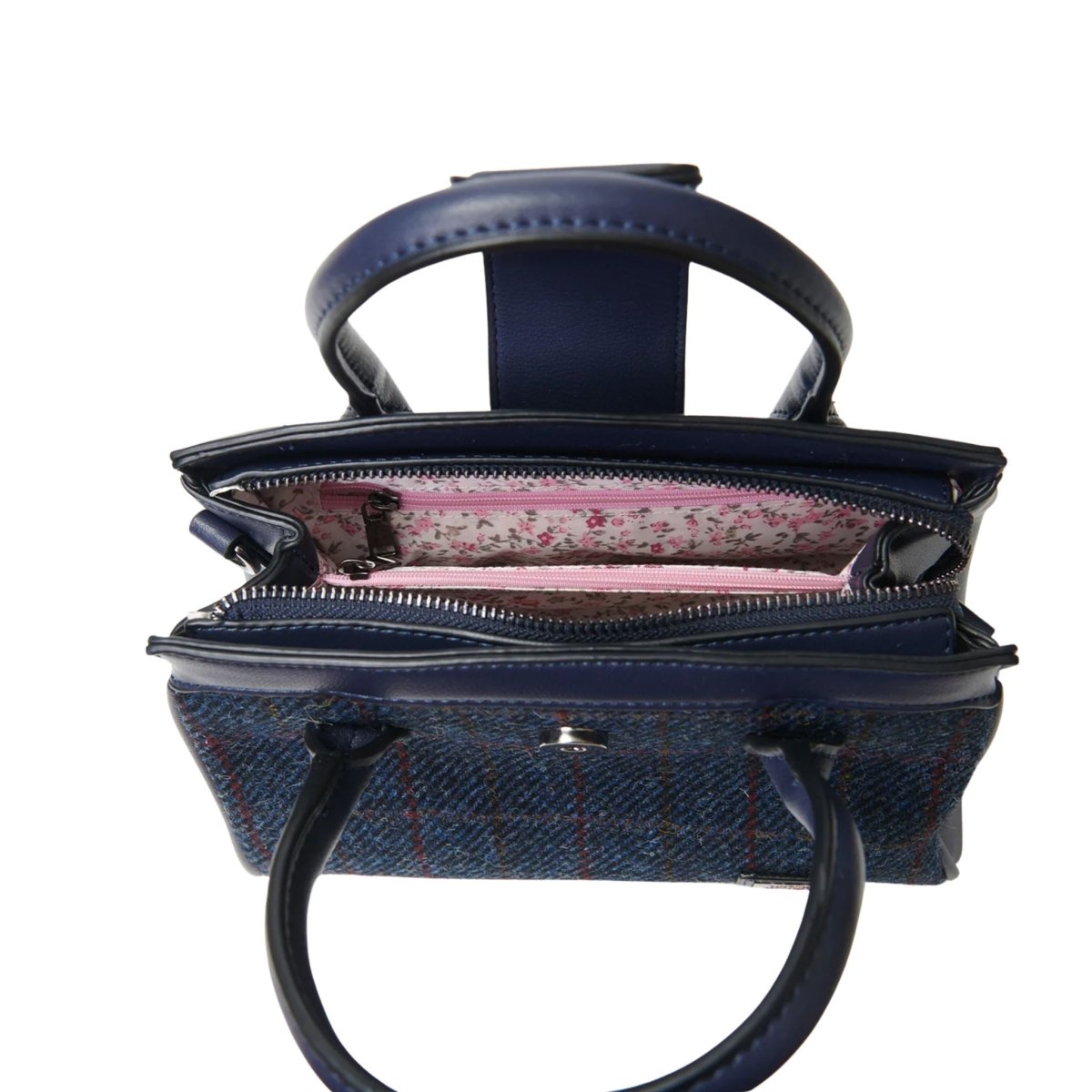 Islander Harris Tweed Mini Tiree Tote 'Navy Overcheck'