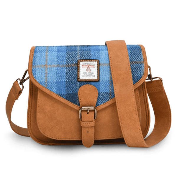 Islander Harris Tweed Saddle Bag 'Blue Tartan' - The Celtic Gift Store - Handbags