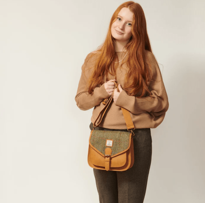Islander Harris Tweed Saddle Bag 'Blue Tartan' - The Celtic Gift Store - Handbags