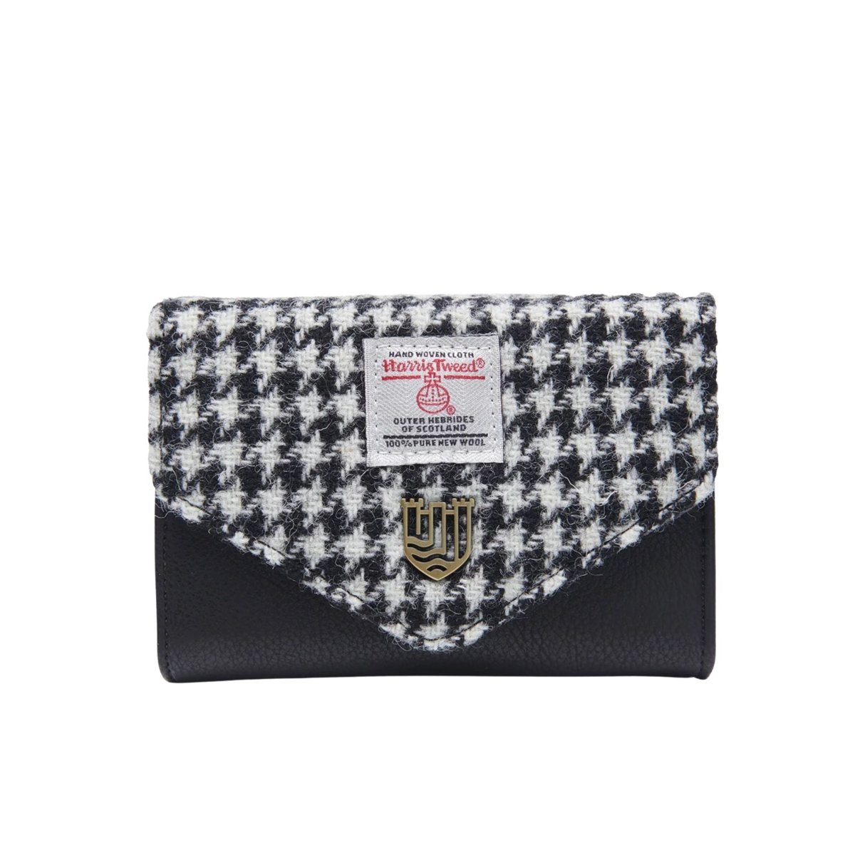 Islander Harris Tweed Small Clasp Clutch Purse 'Black and White Dogtooth'