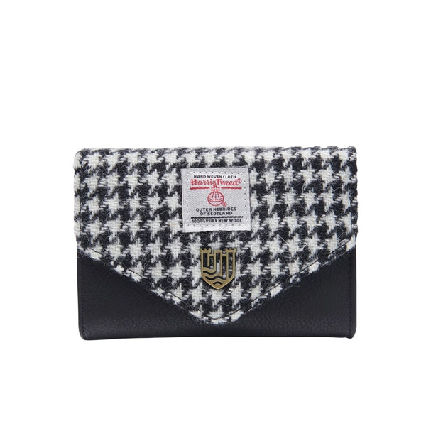 Islander Harris Tweed Small Clasp Clutch Purse 'Black and White Dogtooth'