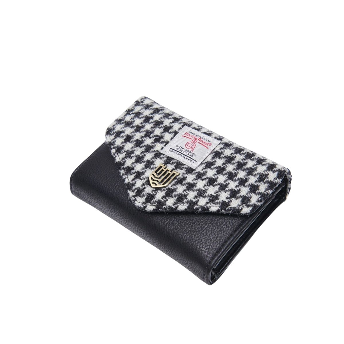 Islander Harris Tweed Small Clasp Clutch Purse 'Black and White Dogtooth'