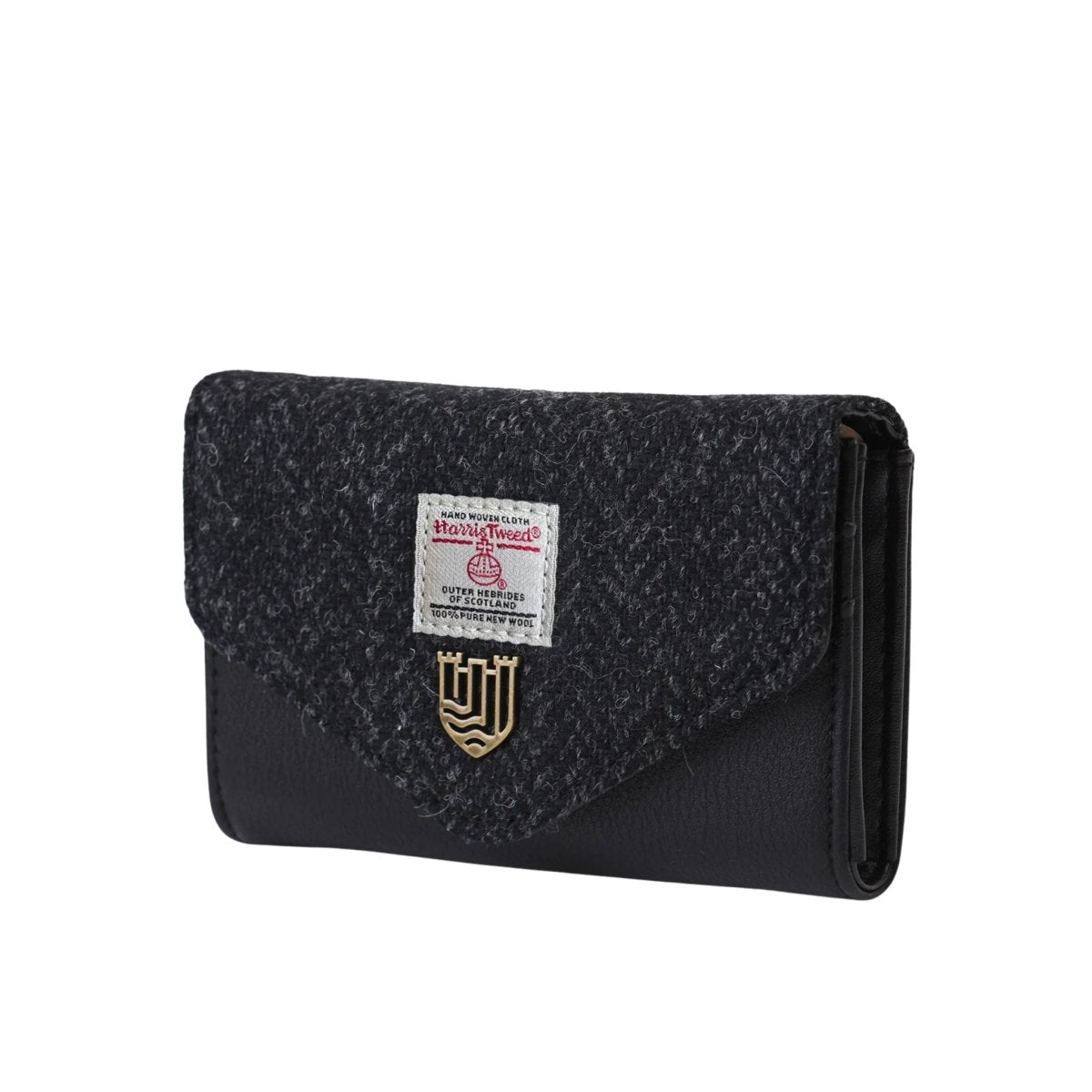 Islander Harris Tweed Small Clasp Clutch Purse 'Black Herringbone'