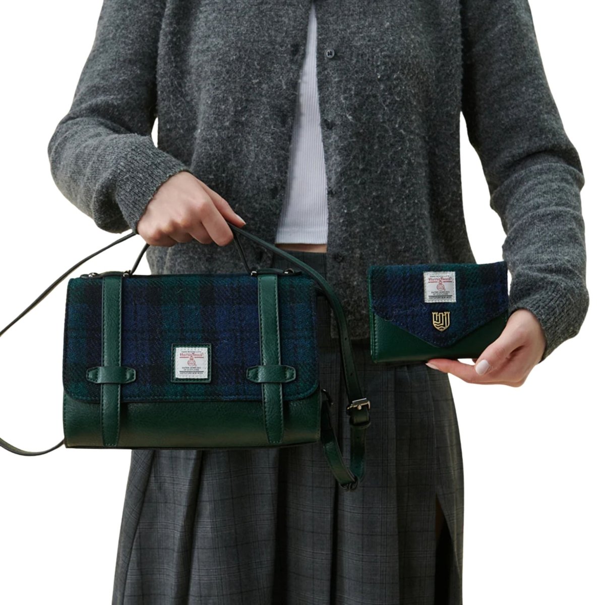 Islander Harris Tweed Small Clasp Clutch Purse 'Chestnut Blue Tartan'