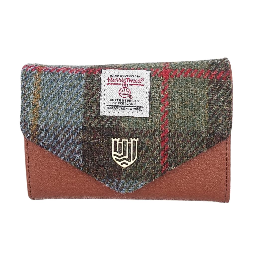 Islander Harris Tweed Small Clasp Clutch Purse 'Chestnut Blue Tartan'