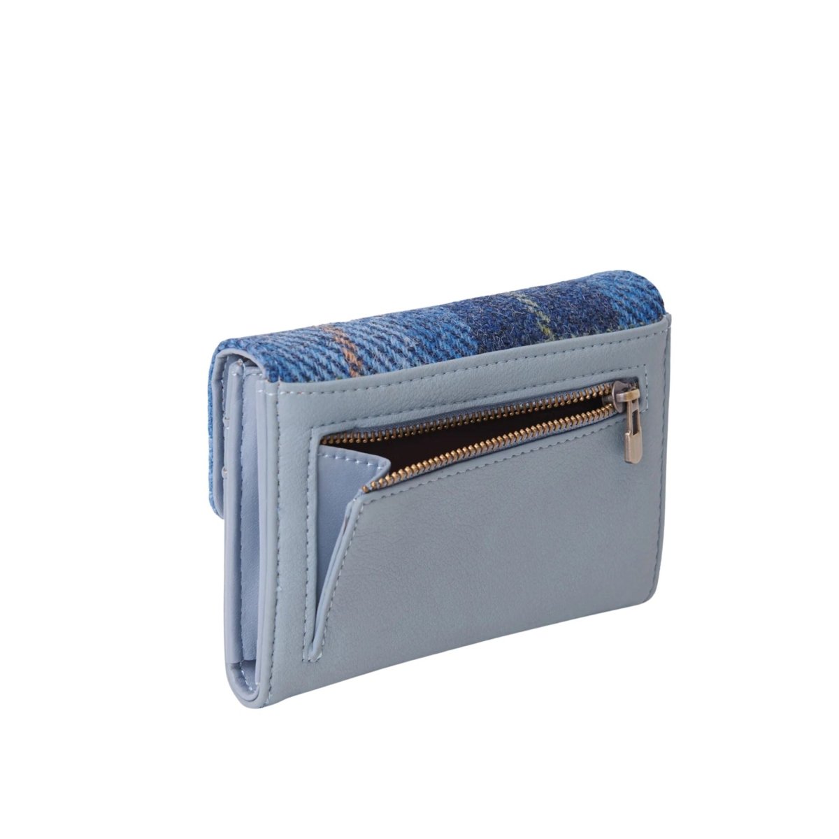 Islander Harris Tweed Small Clasp Clutch Purse 'Chestnut Blue Tartan'