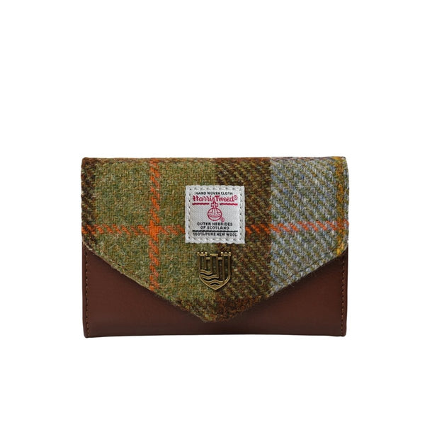 Islander Harris Tweed Small Clasp Clutch Purse 'Chestnut Blue Tartan'