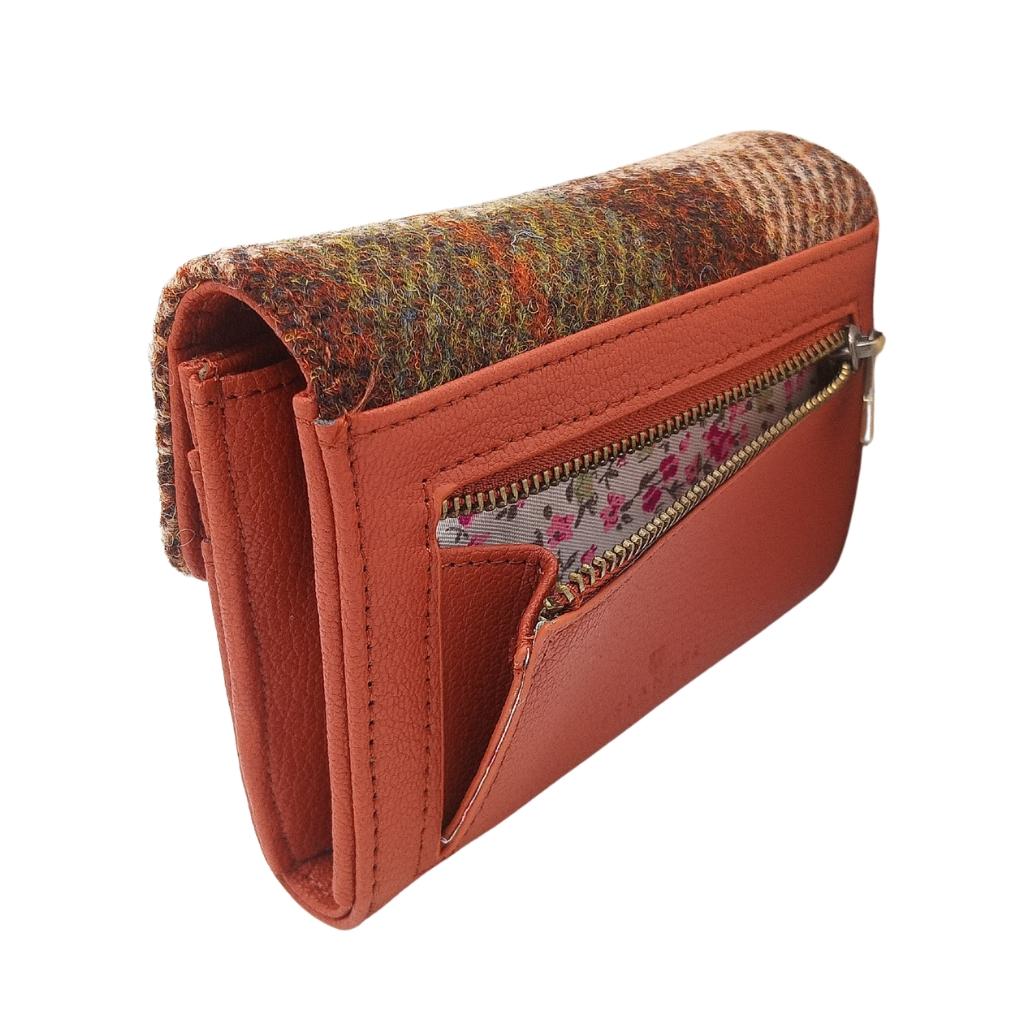 Islander Harris Tweed Small Clasp Clutch Purse 'Chestnut Tartan'
