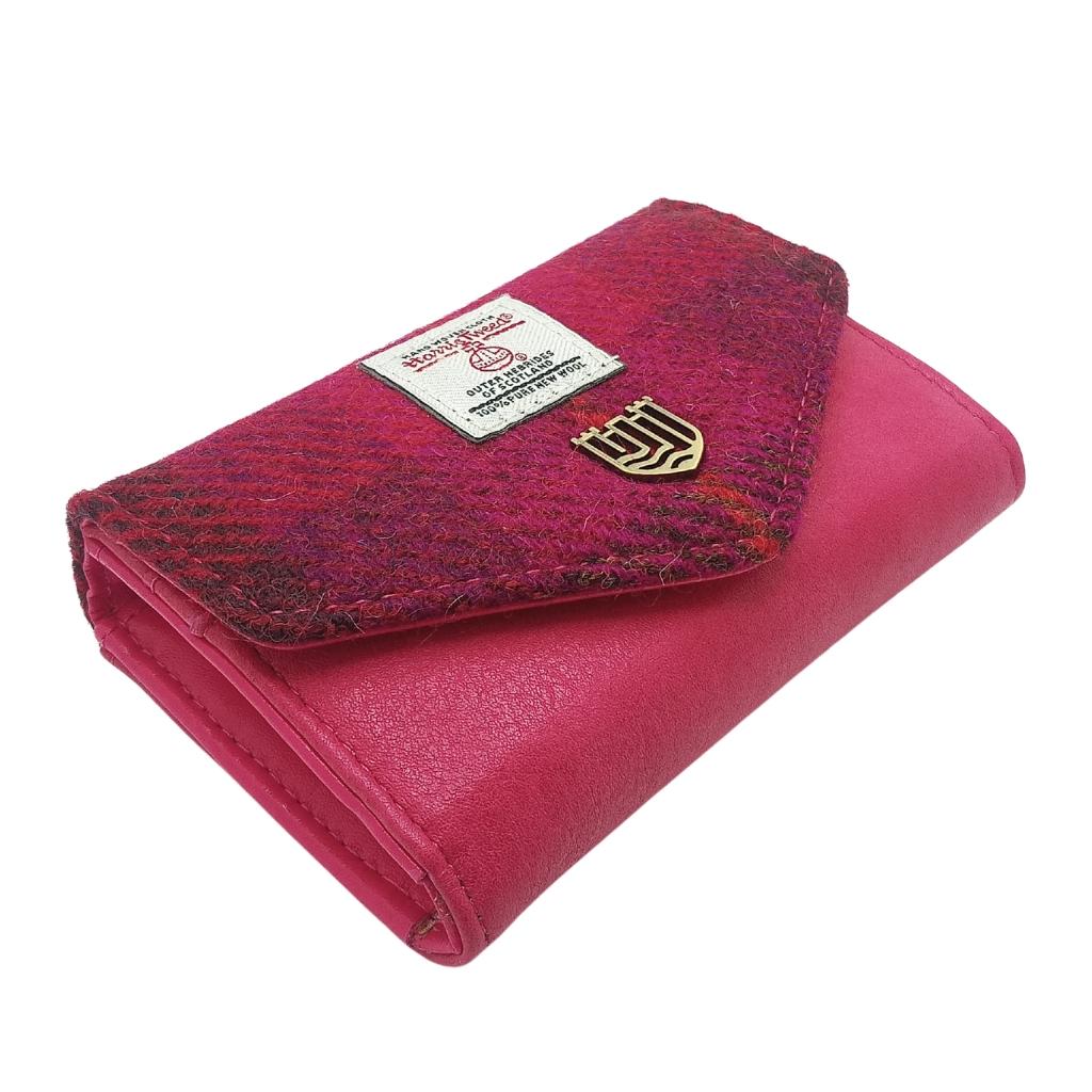 Islander Harris Tweed Small Clasp Clutch Purse 'Fuchsia Tartan'