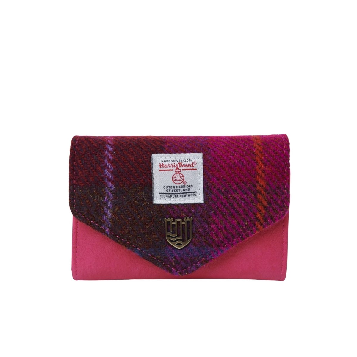 Islander Harris Tweed Small Clasp Clutch Purse 'Fuchsia Tartan'