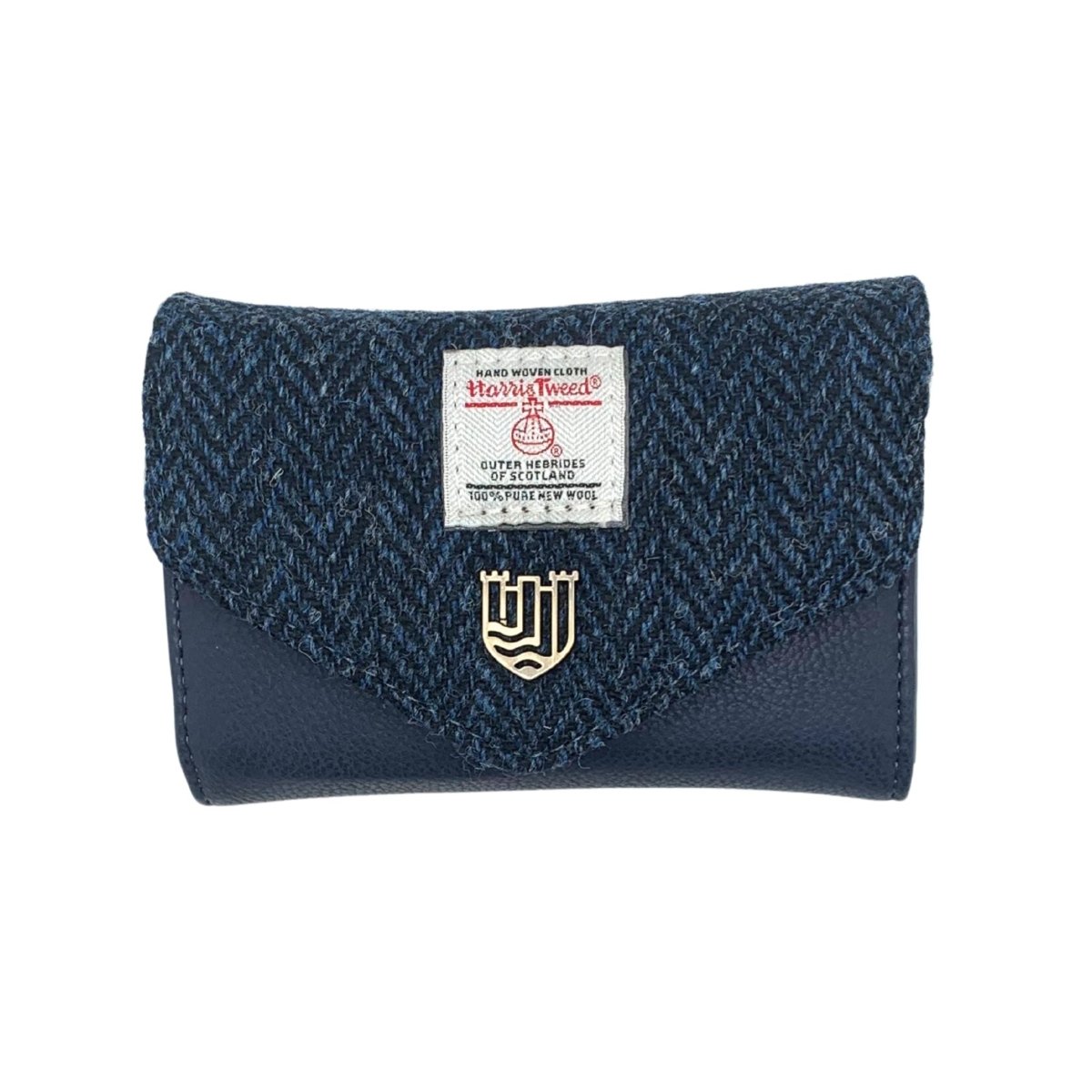 Islander Harris Tweed Small Clasp Clutch Purse 'Navy Herringbone' - The Celtic Gift Store - Handbags