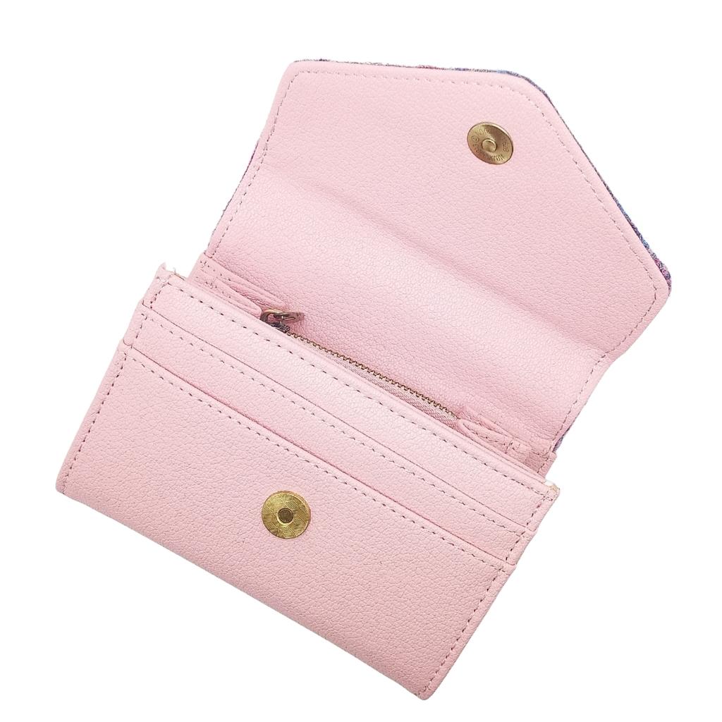 Islander Harris Tweed Small Clasp Clutch Purse 'Pink and Blue Tartan'
