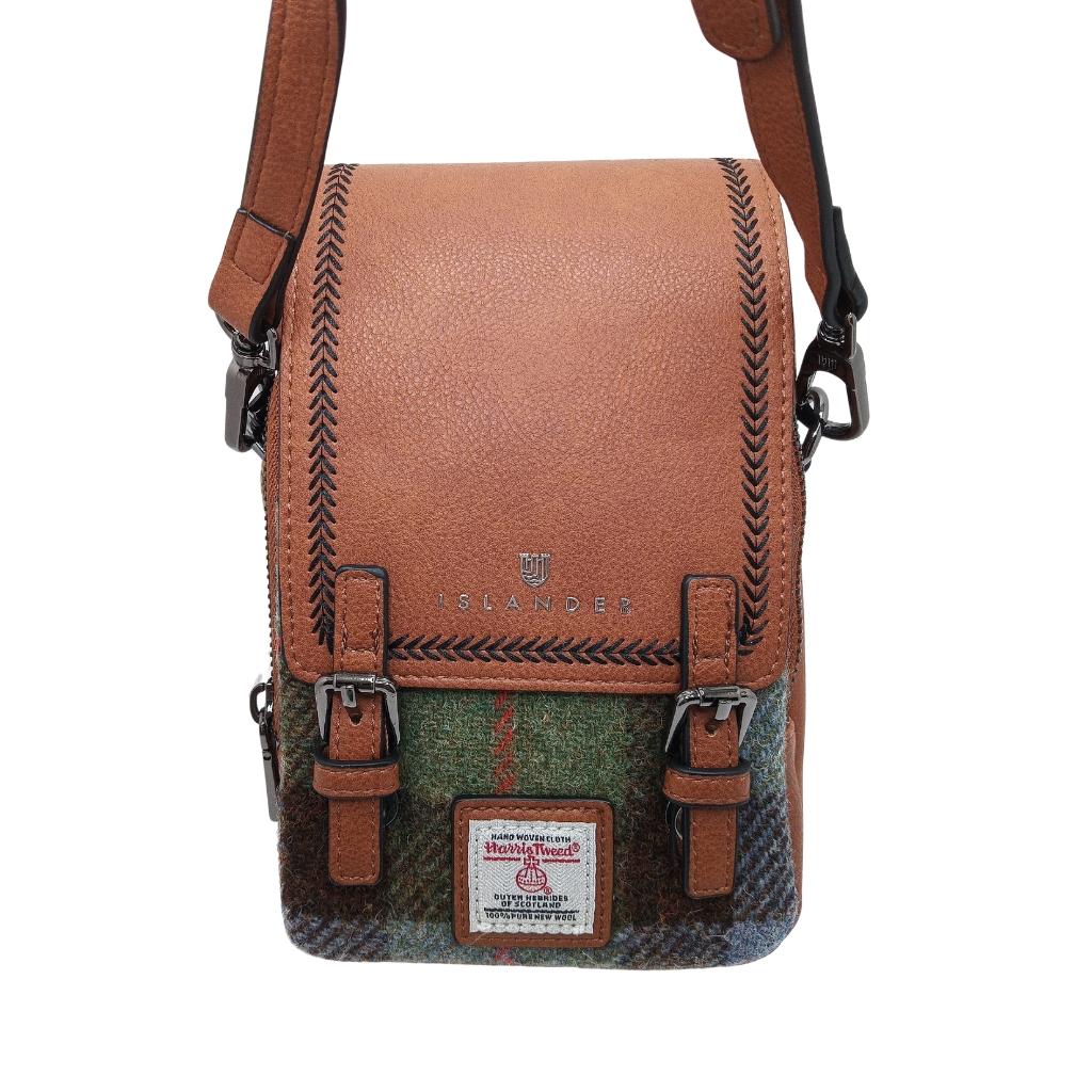 Islander Harris Tweed The Baby Jura Crossbody Bag 'Chestnut Blue Tartan' by Islander - Handbags