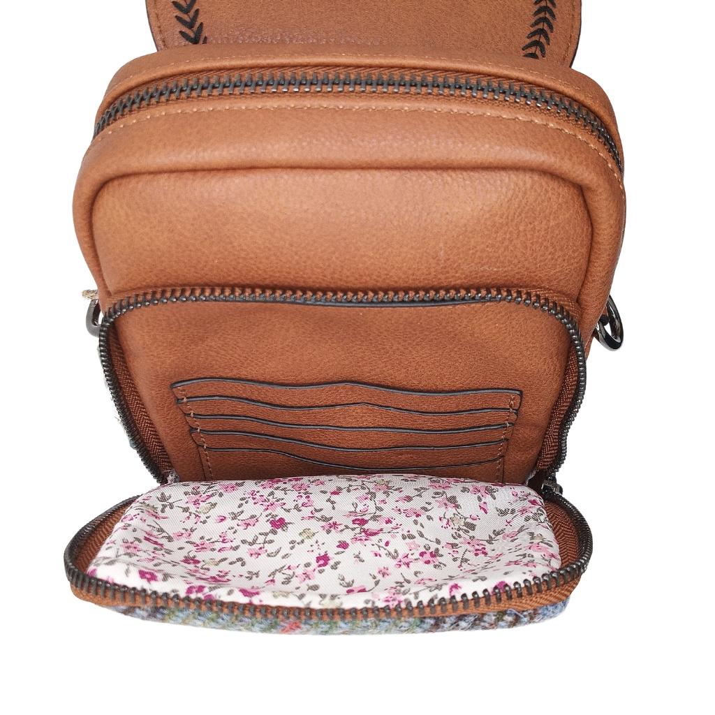 Islander Harris Tweed The Baby Jura Crossbody Bag 'Chestnut Blue Tartan' by Islander - Handbags