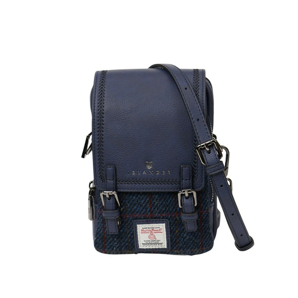 Islander Harris Tweed The Baby Jura Crossbody Bag 'Navy Overcheck'