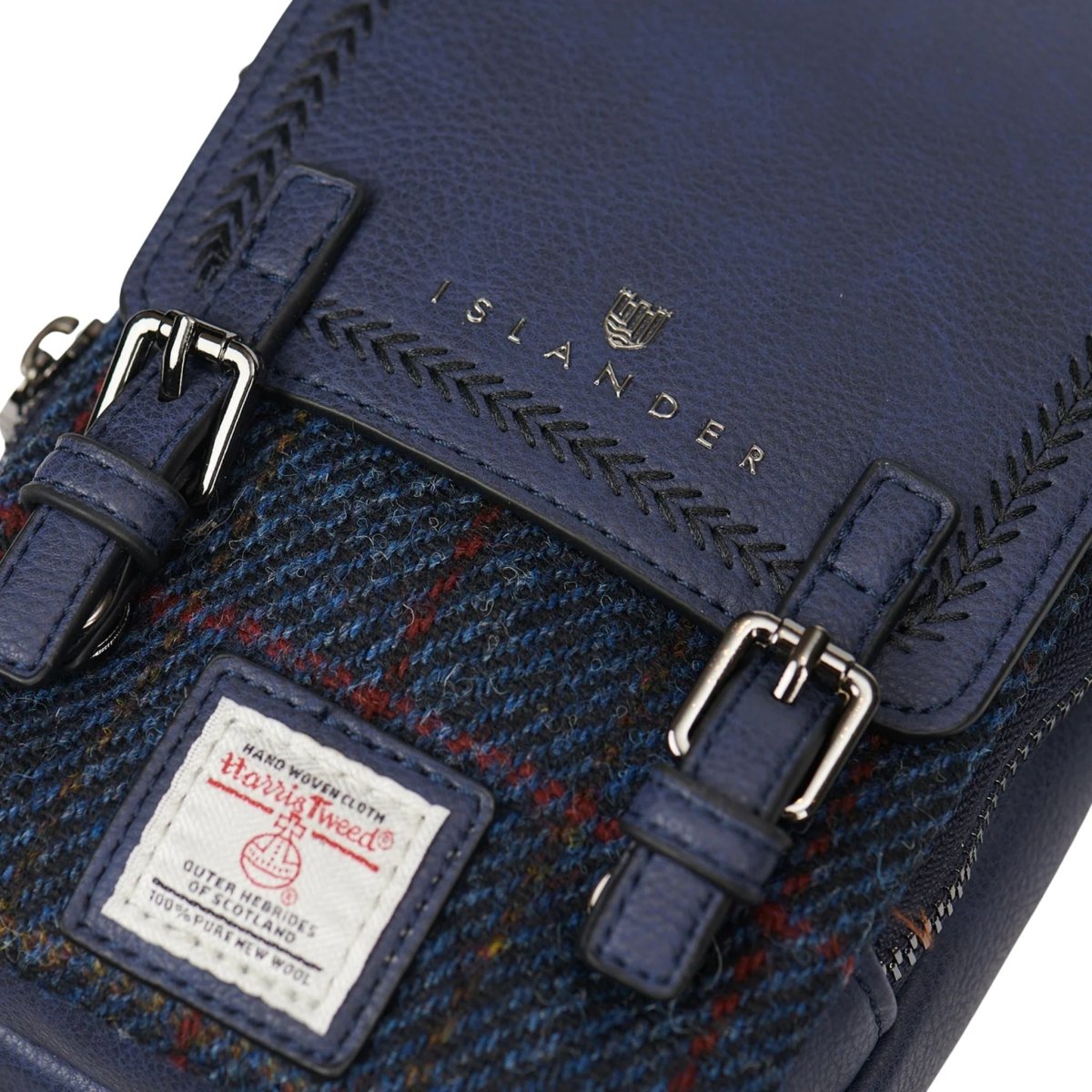 Islander Harris Tweed The Baby Jura Crossbody Bag 'Navy Overcheck'