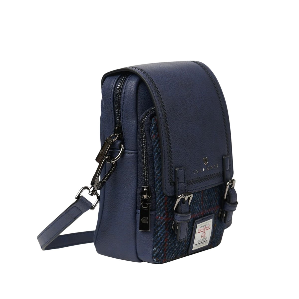 Islander Harris Tweed The Baby Jura Crossbody Bag 'Navy Overcheck'