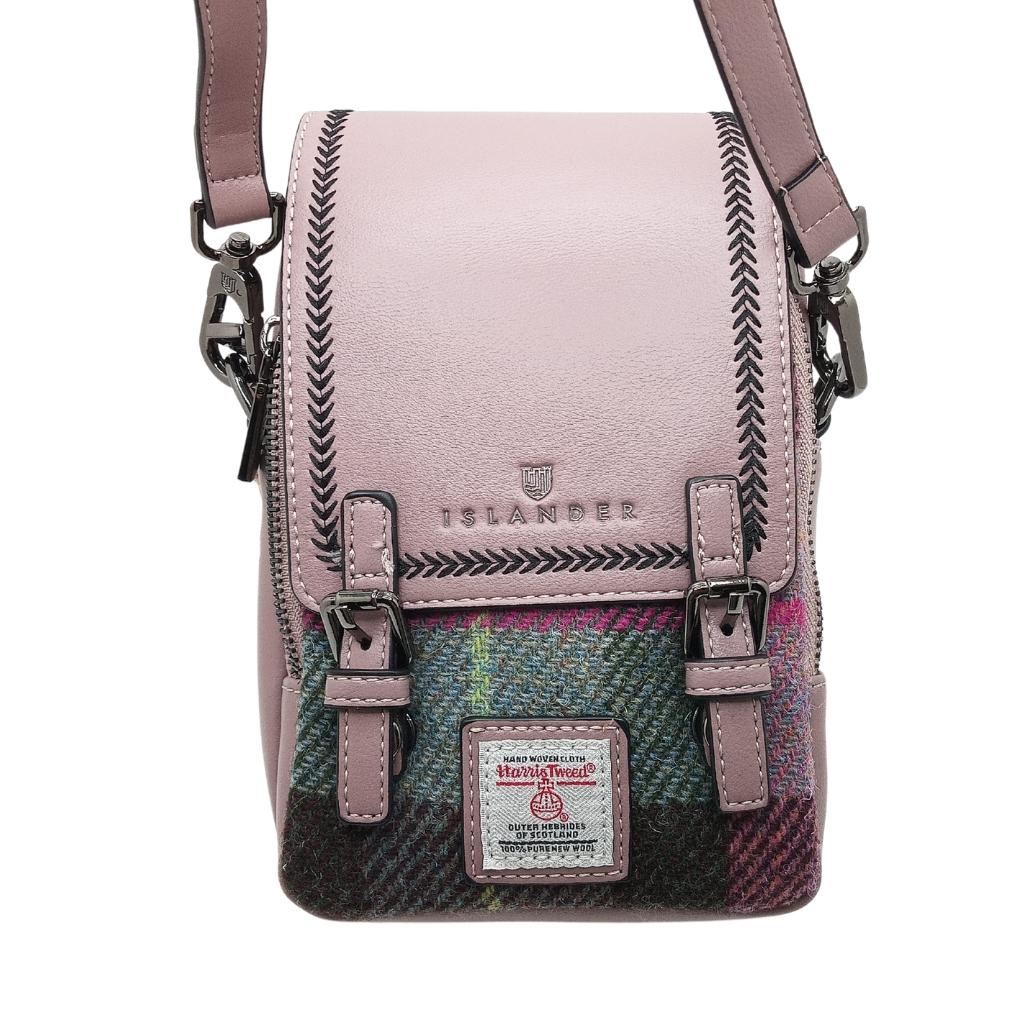 Islander Harris Tweed The Baby Jura Crossbody Bag 'Pink and Green Tartan' by Islander - Handbags