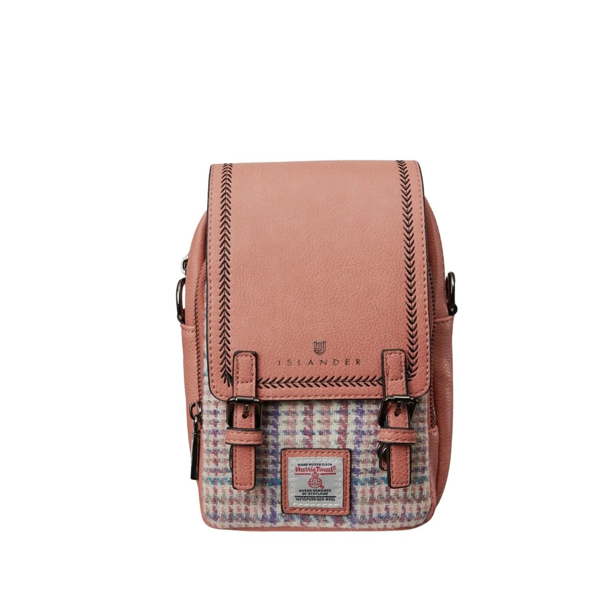 Islander Harris Tweed The Baby Jura Crossbody Bag 'Pink - Purple Mini Dogtooth"