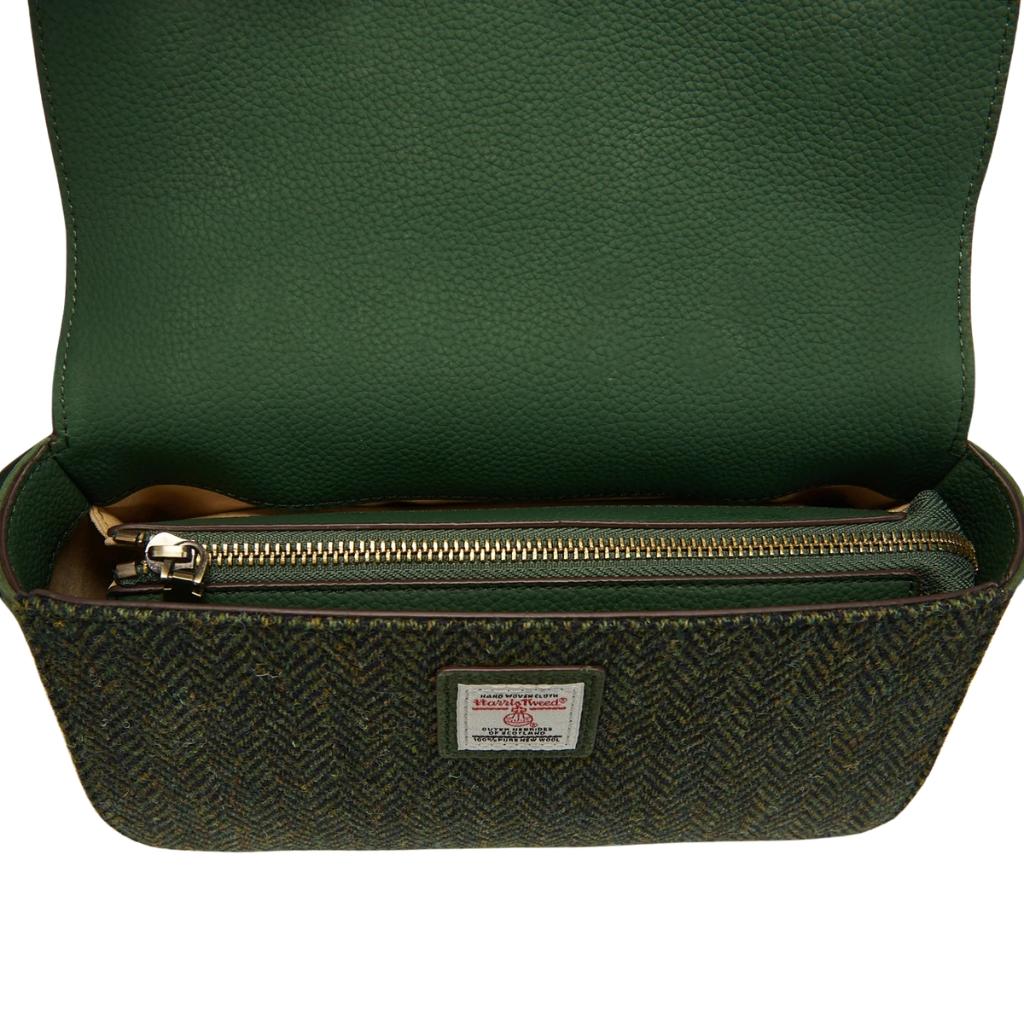 Islander Harris Tweed The Caithness Clutch 'Dark Green Herringbone'