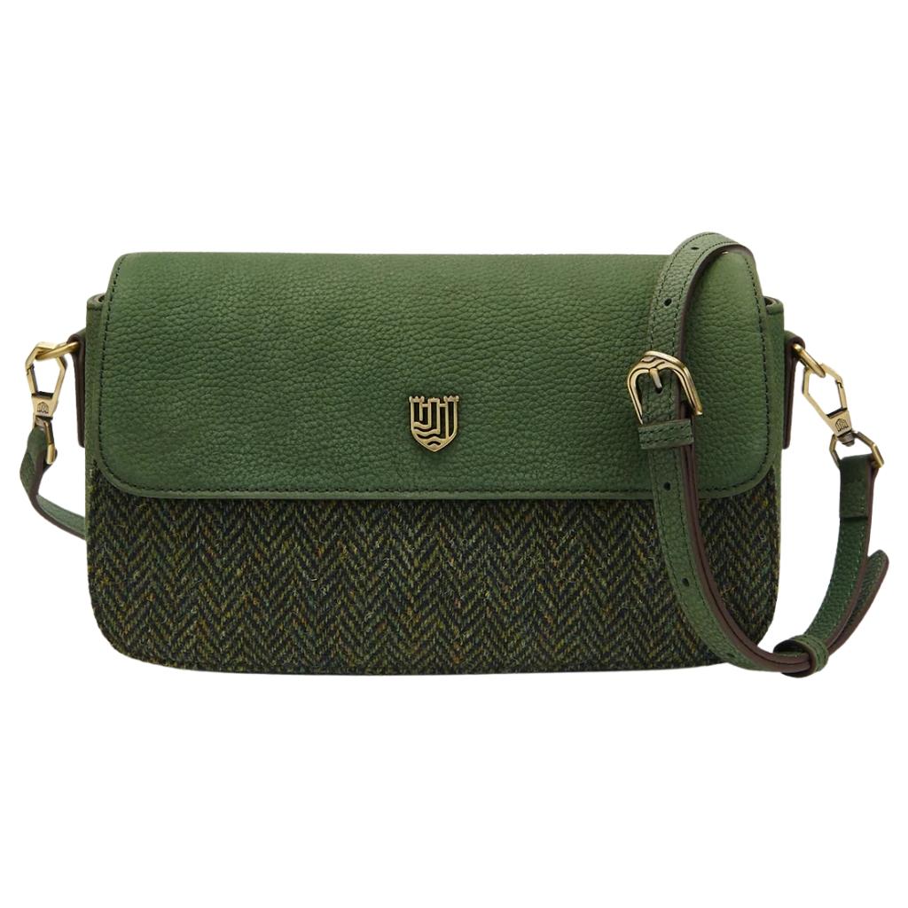 Islander Harris Tweed The Caithness Clutch 'Dark Green Herringbone'