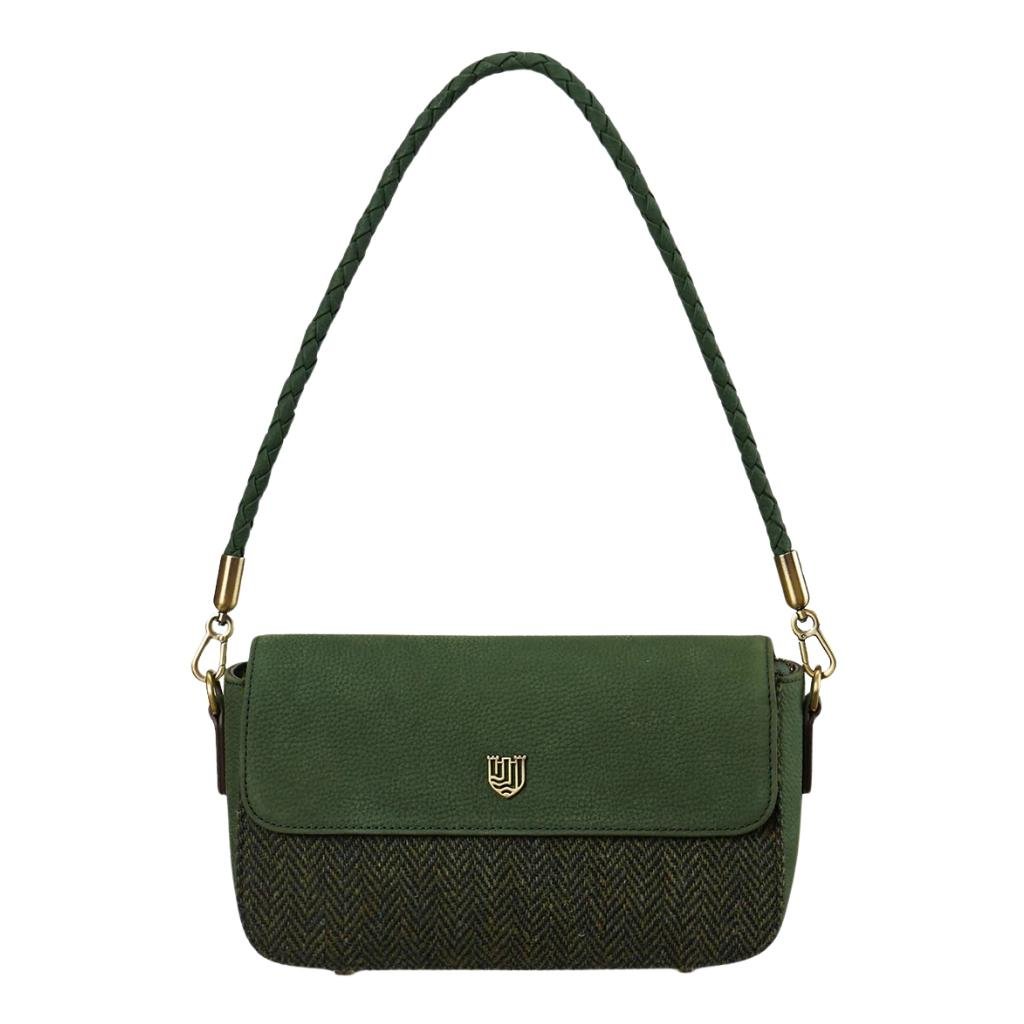 Islander Harris Tweed The Caithness Clutch 'Dark Green Herringbone'