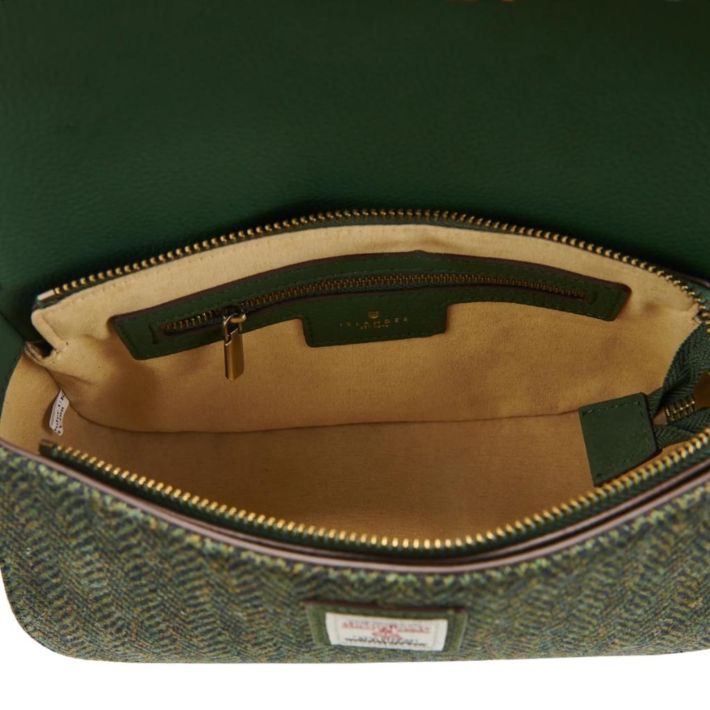 Islander Harris Tweed The Caithness Clutch 'Dark Green Herringbone'