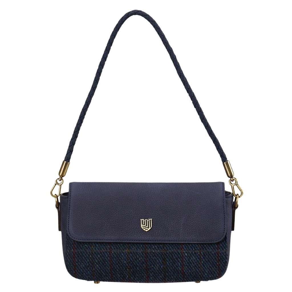 Islander Harris Tweed The Caithness Clutch 'Navy Over-Check'