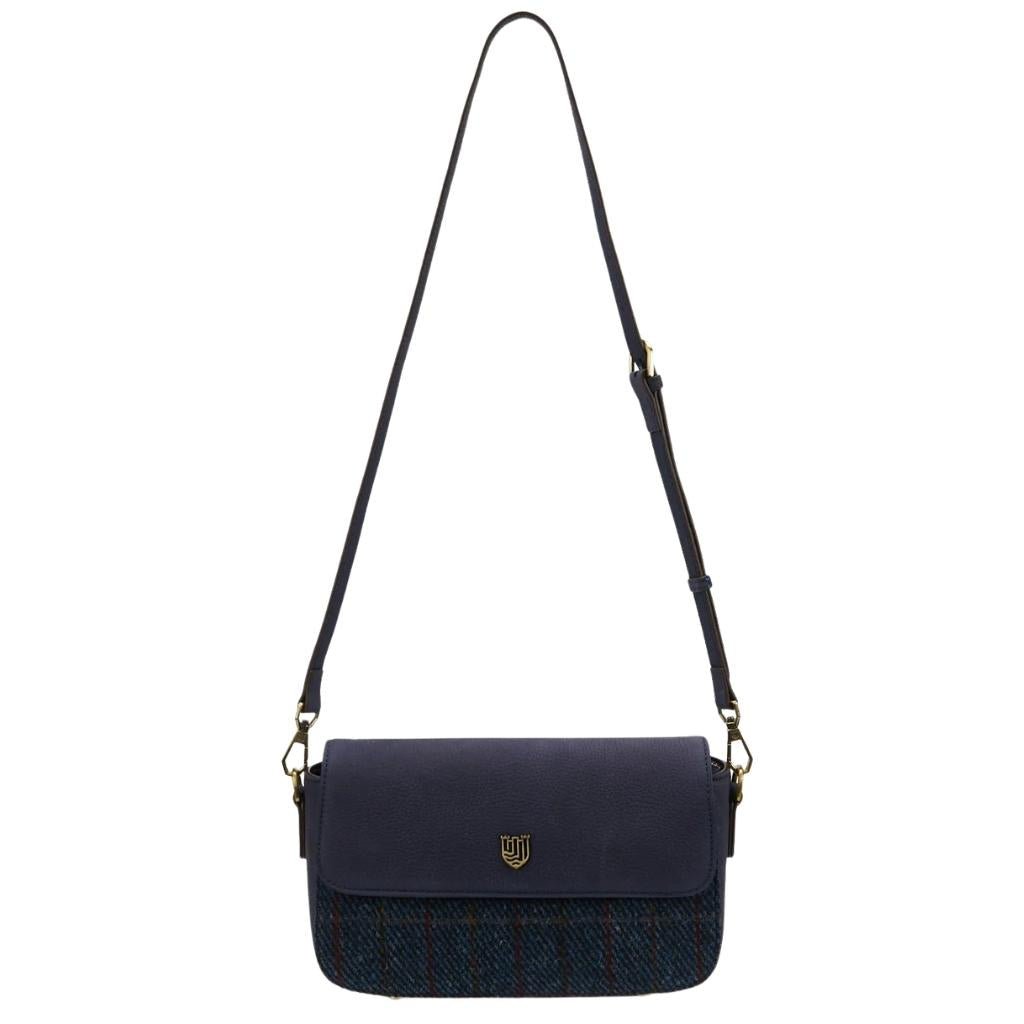 Islander Harris Tweed The Caithness Clutch 'Navy Over-Check'