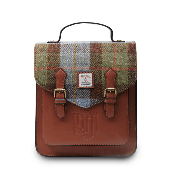 Islander Harris Tweed The Calton Backpack 'Chestnut and Blue Tartan' - The Celtic Gift Store - Handbags