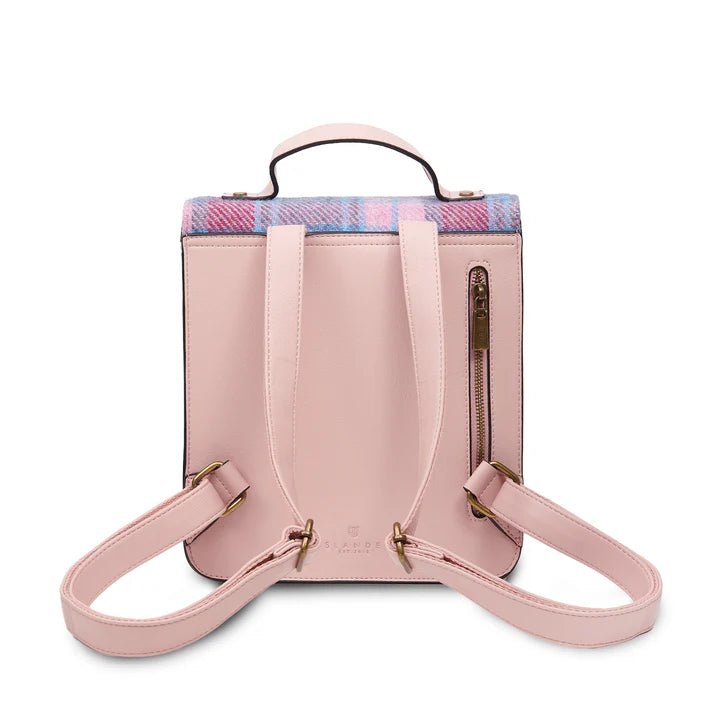 Islander Harris Tweed The Calton Backpack 'Pink and Blue Tartan' - The Celtic Gift Store - Handbags