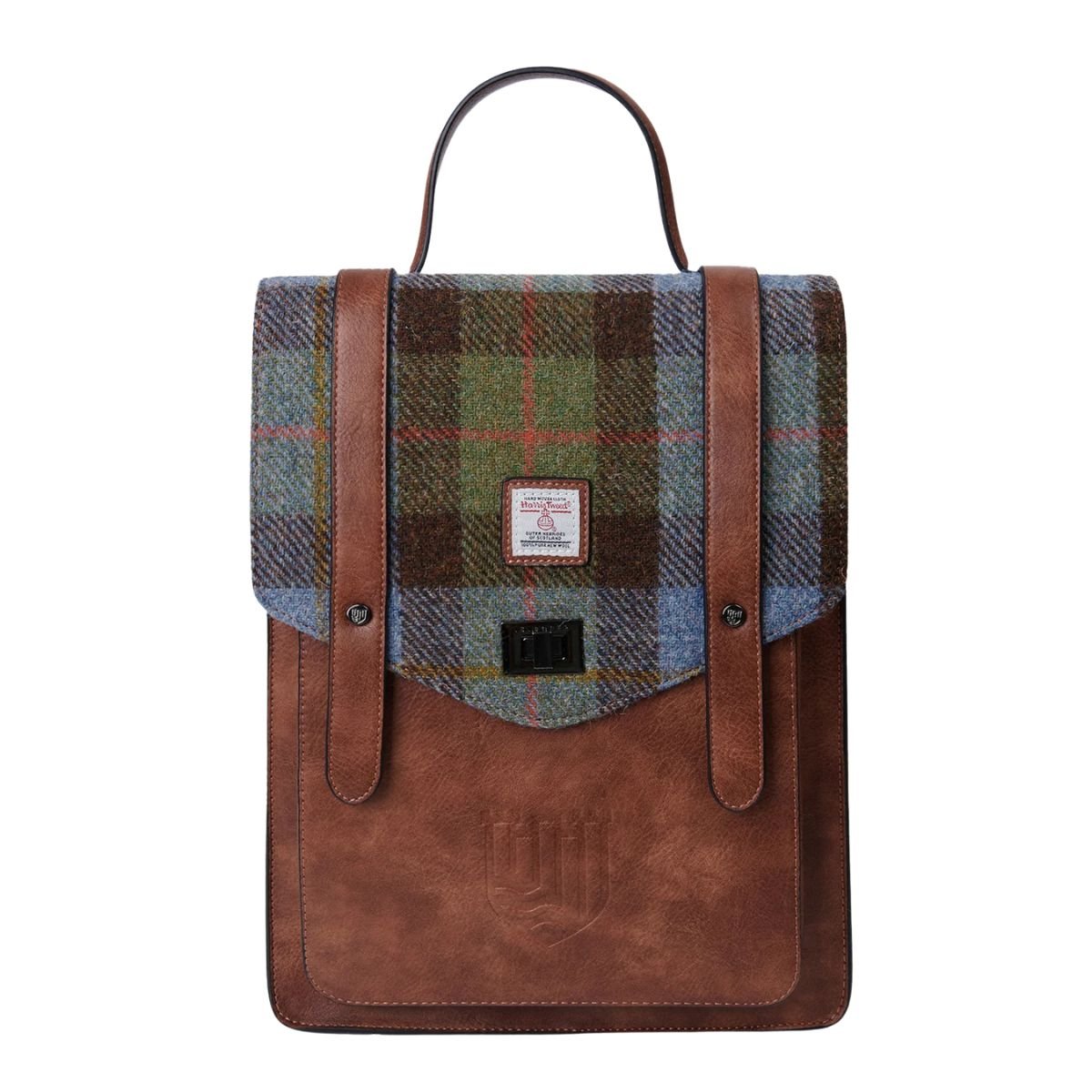 Islander Harris Tweed The Carloway Backpack 'Chestnut and Blue Tartan'