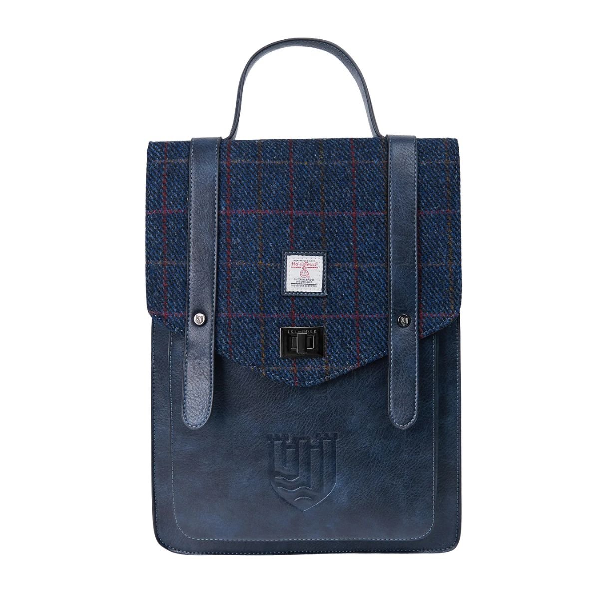 Islander Harris Tweed The Carloway Backpack 'Navy Over - Check'