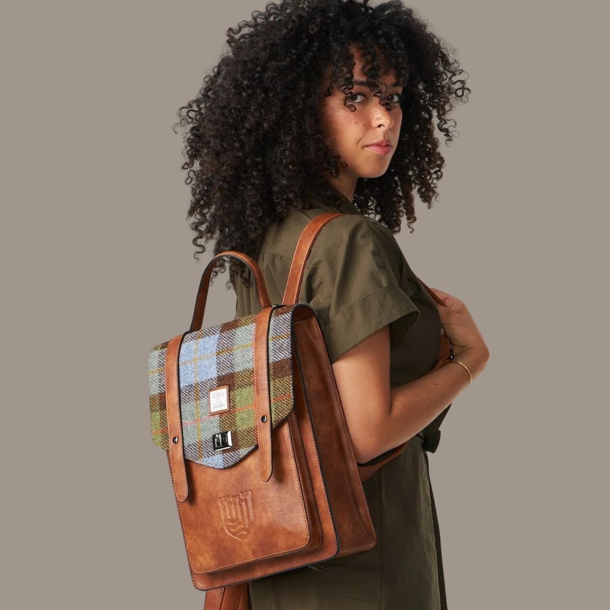 Islander Harris Tweed The Carloway Backpack 'Navy Over - Check'