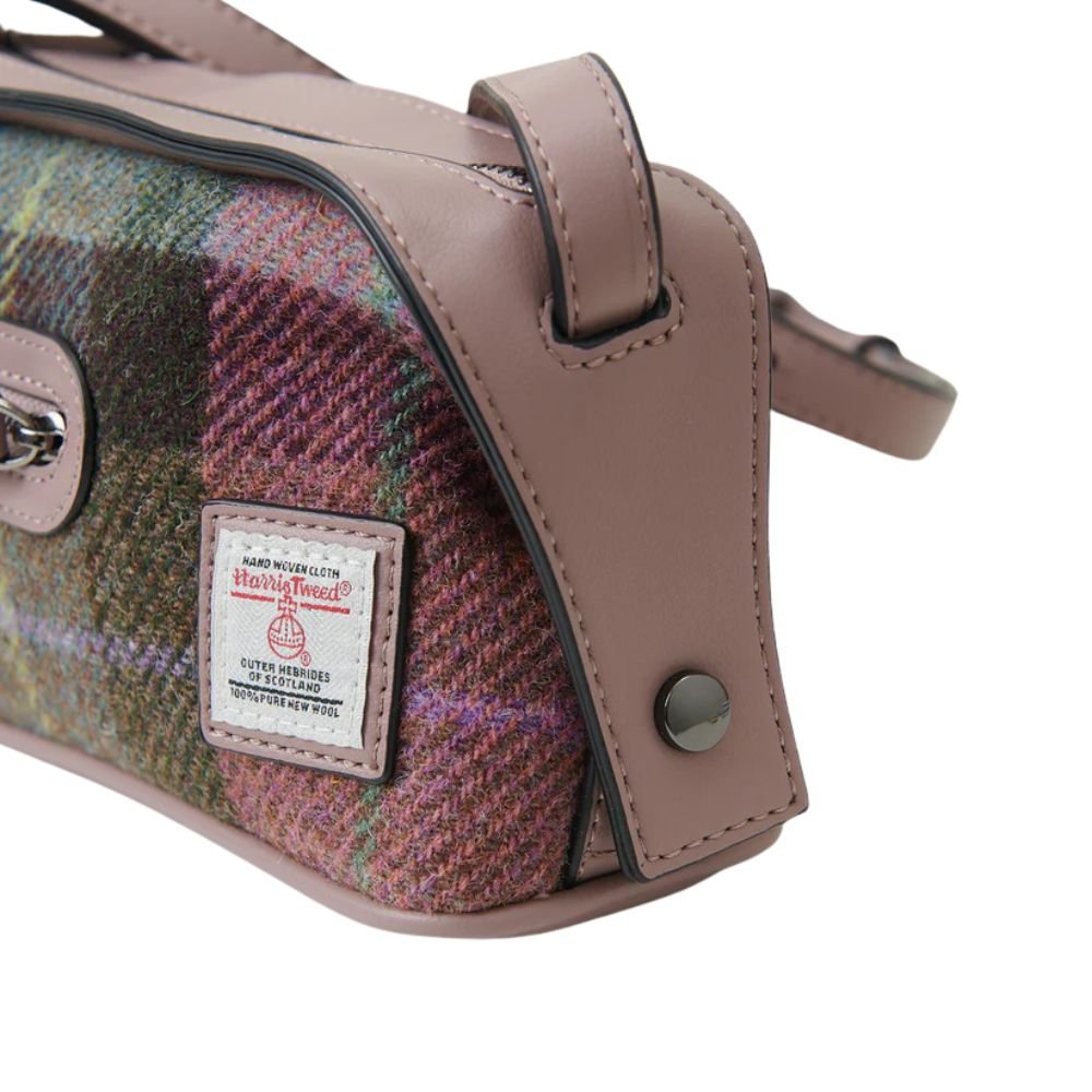 Islander Harris Tweed The Harley Crossbody 'Pink and Green Tartan'