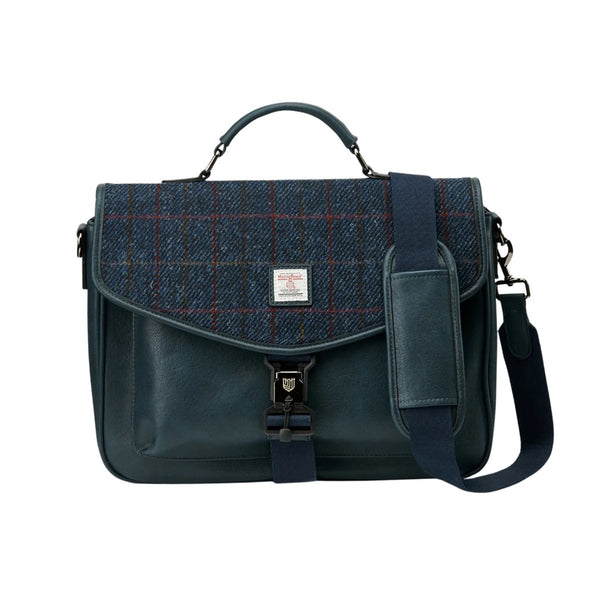 Islander Harris Tweed The Laptop Bag 'Navy Over - Check'