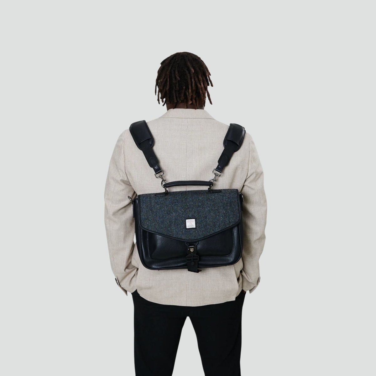 Islander Harris Tweed The Laptop Bag 'Navy Over - Check'