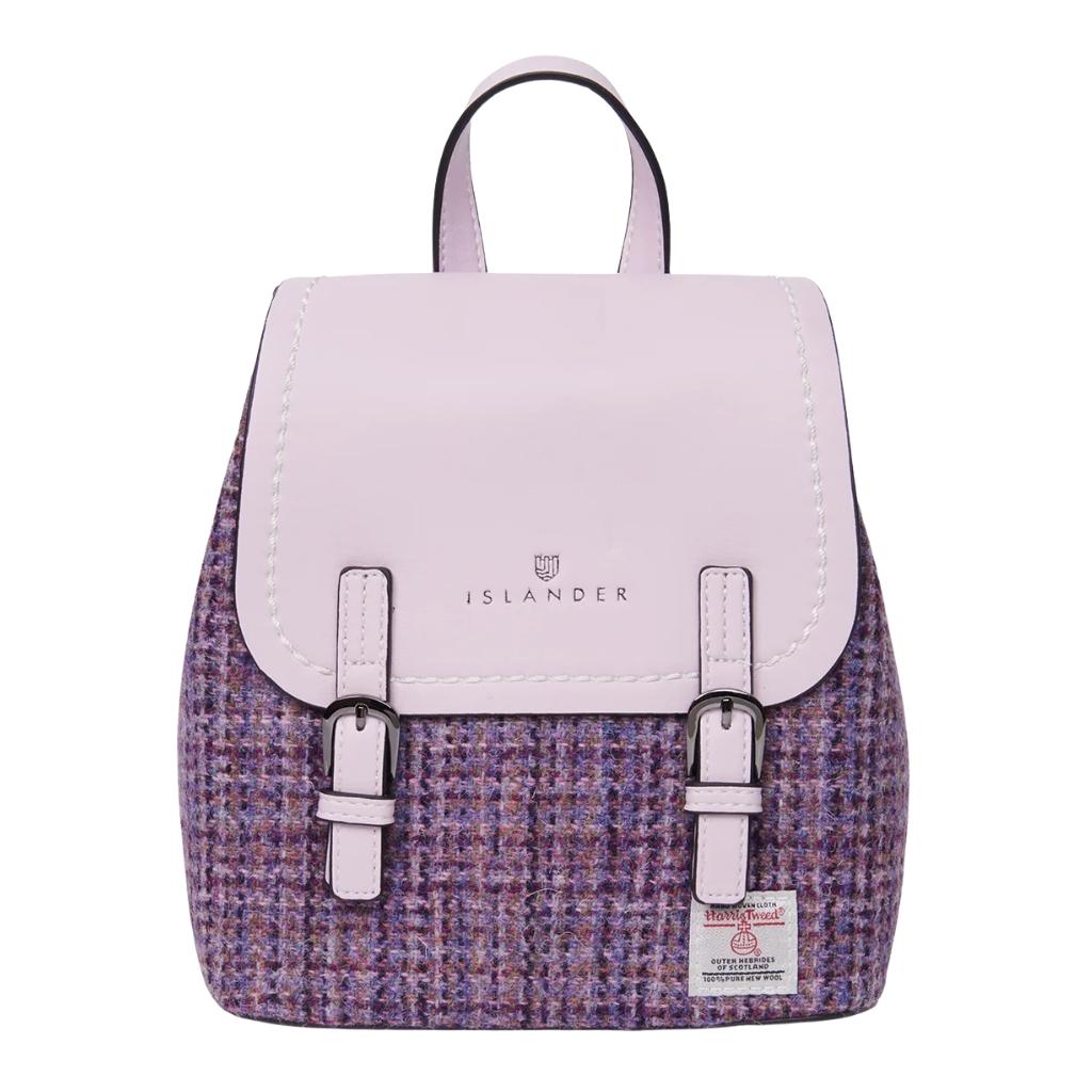 Islander Harris Tweed The Mini Jura Backpack 'Violet Mini Dogtooth' by Islander - Handbags