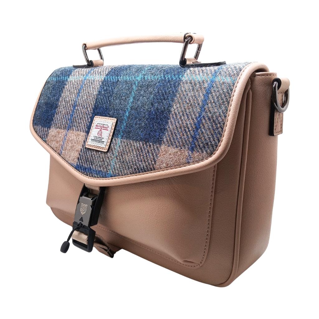 Islander Harris Tweed The Mini Laptop Bag 'Navy Beige Tartan' by Islander - Handbags