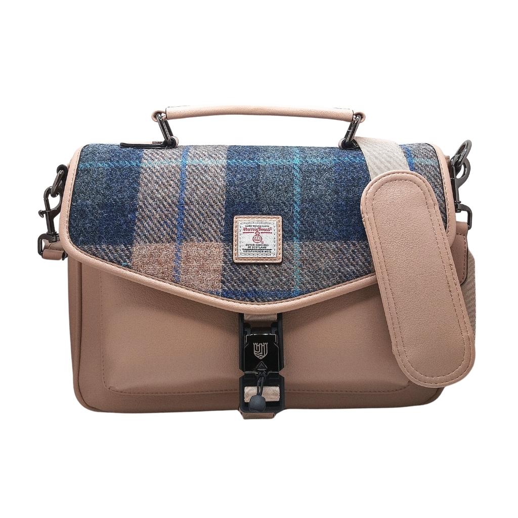 Islander Harris Tweed The Mini Laptop Bag 'Navy Beige Tartan' by Islander - Handbags