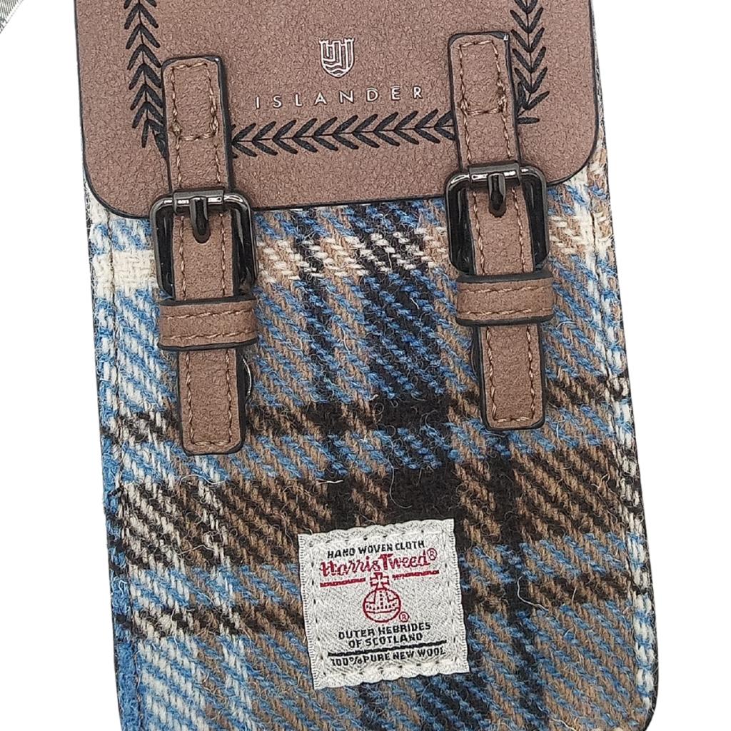 Islander Harris Tweed The Phone Tote 'Blue and Beige Tartan'