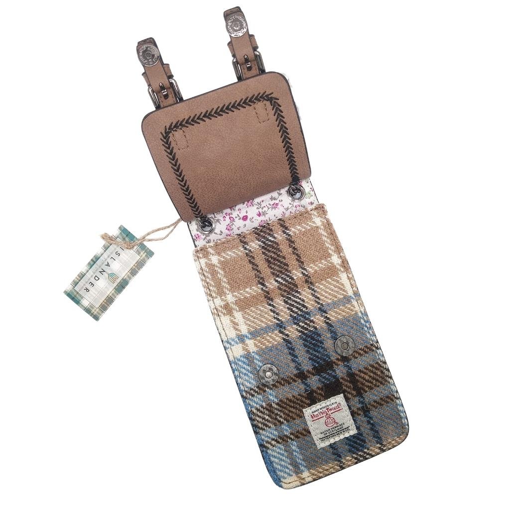 Islander Harris Tweed The Phone Tote 'Blue and Beige Tartan'
