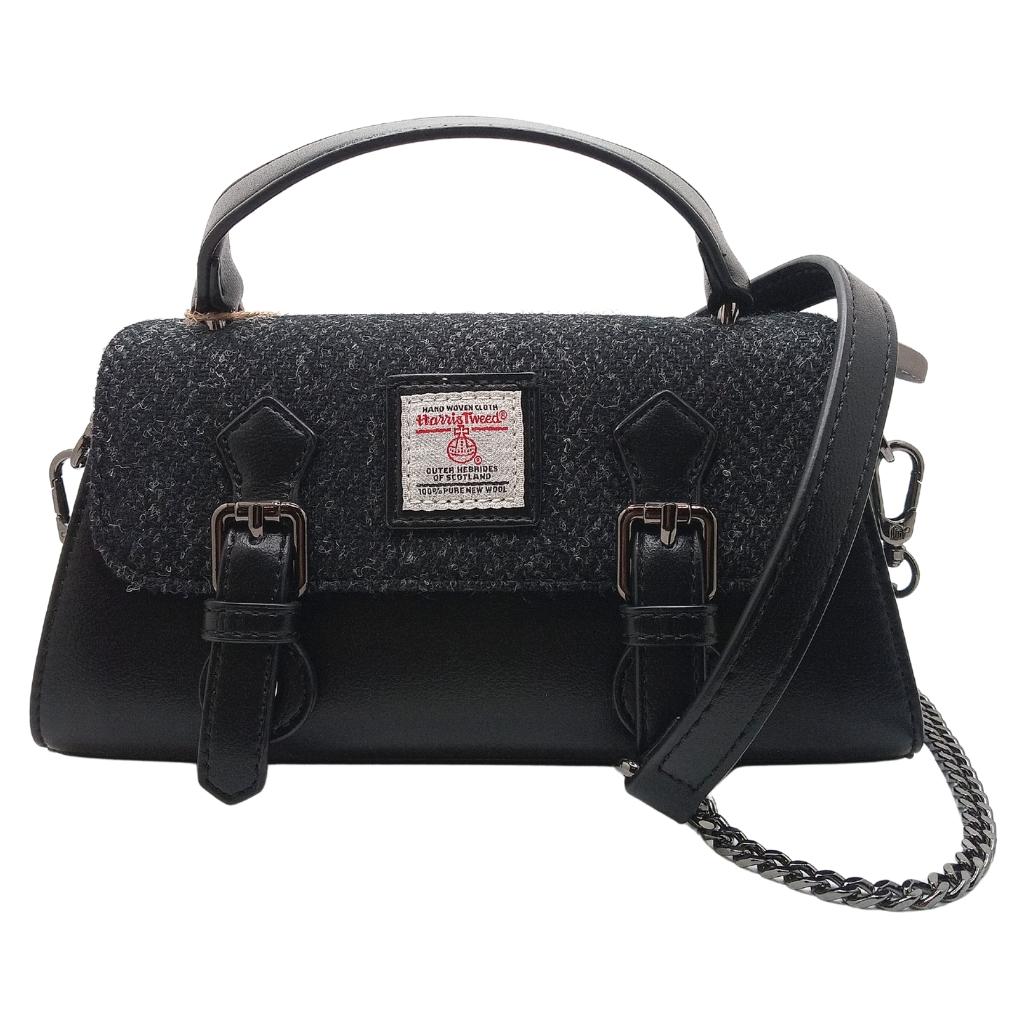 Islander Harris Tweed The Victoria Satchel 'Black Herringbone' by Islander - Handbags