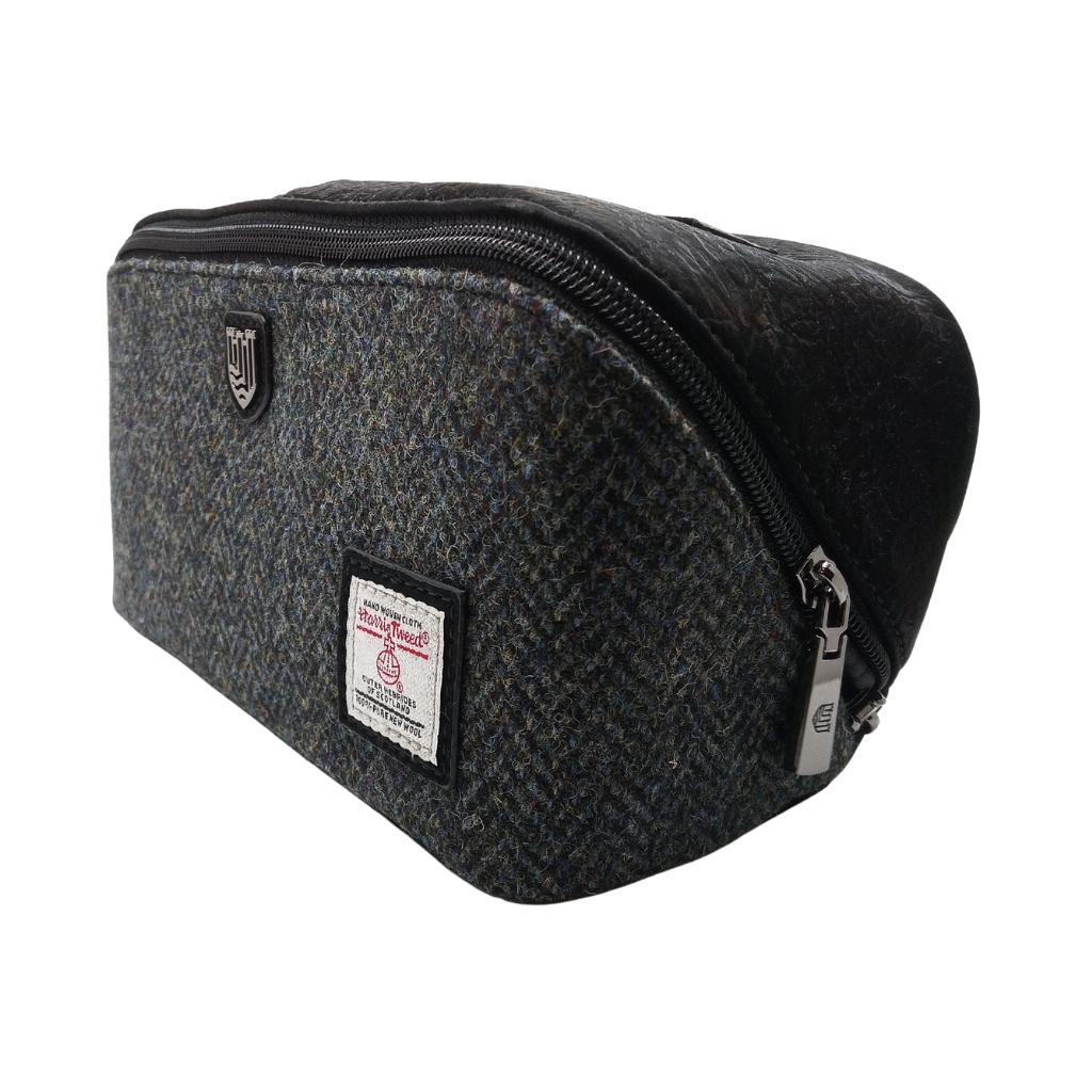 Islander Harris Tweed Toiletry Bag 'Black and Grey Herringbone' by Islander - Health & Beauty