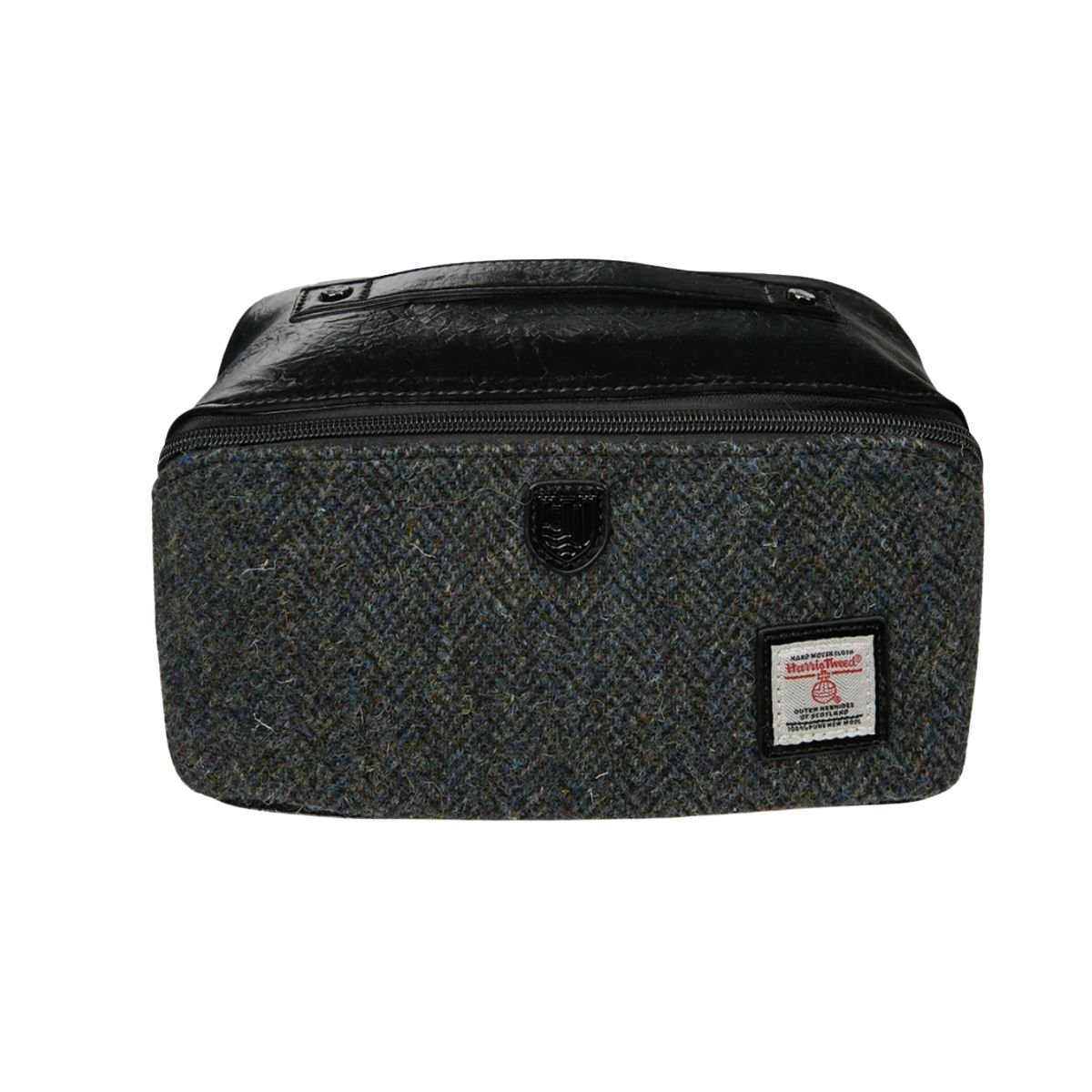 Islander Harris Tweed Toiletry Bag 'Black and Grey Herringbone'
